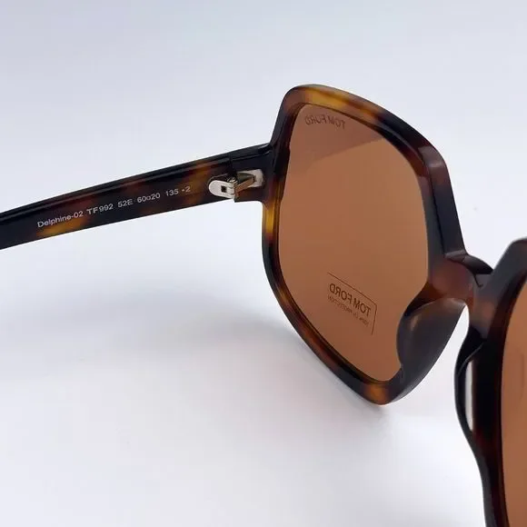 Tom Ford FT0992 DELPHINE 52E Sunglasses Havana Brown Oversized Women - Picture 11 of 12